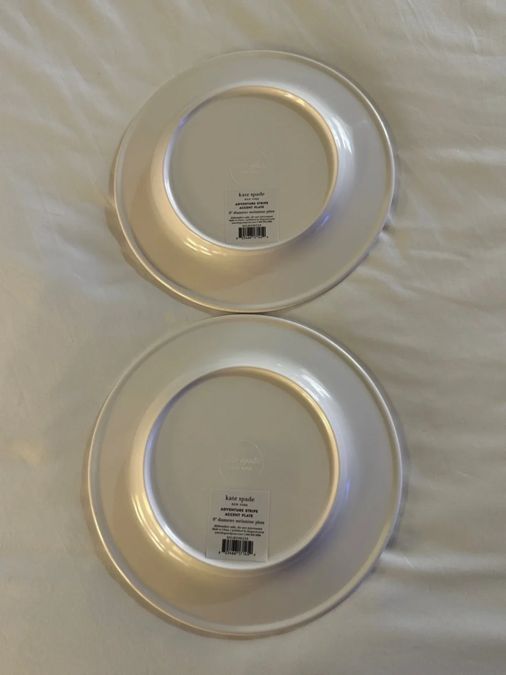 kate spade White Plates with Blue and Navy Concentric Stripes - Set of 2